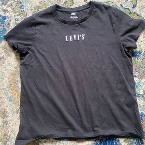 Levi's Black Crewneck T-Shirt with White Logo Print